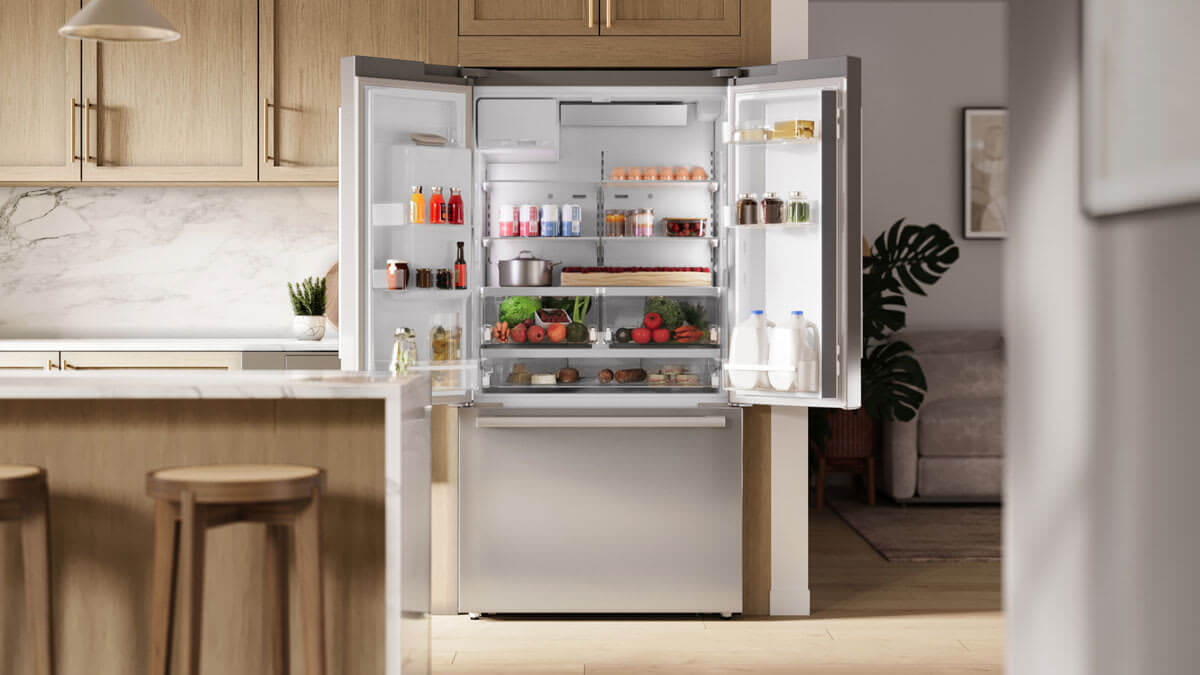Refrigerator with door open